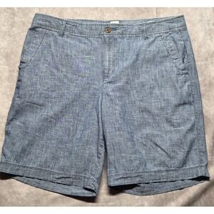 GAP Shorts Womens 14 Blue Chambray Chino Pockets 9" Inseam Classic Preppy